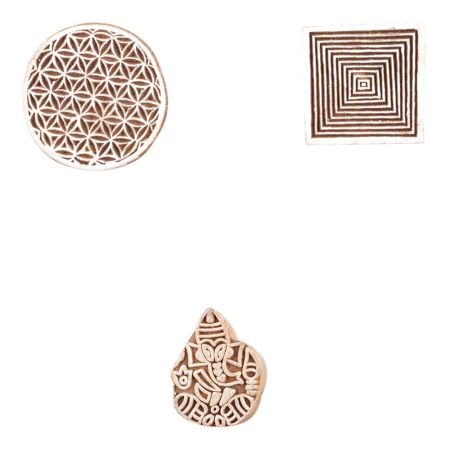 Set of 3 Piece New Mix Wooden Printing Block